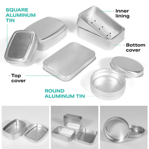 60ml 80ml 100ml 150ml metal aluminium rectangular square food safe tin can containers for soap tin
